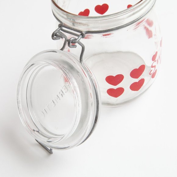 Vintage Hermetic Sweets Candy Stash Jar Hearts Carlton Glass Storage w/ Lid 3/4L - Picture 8 of 16